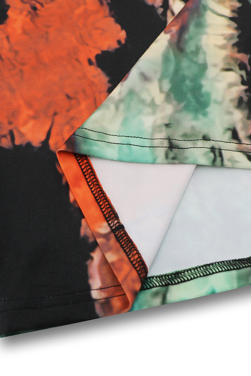 Sexy Tie Dye Print Cross Straps Contrast V Neck Sleeveless Dresses（A variety of binding methodsï¼?3 Colors)