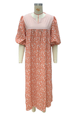 Street Elegant Floral Print Patchwork Contrast V Neck A Line Dresses
