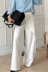 Casual Daily Buttons Irregular High Waist Wide Leg Bottoms