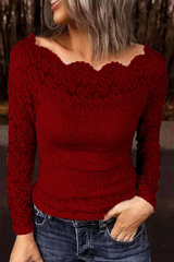 Sexy Solid Color Lace Off Shoulder Tops(4 Colors)