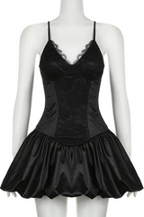 Sexy Solid Color Lace Zipper V Neck Sling Dresses