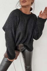 Casual Daily Solid Color Fluffy O Neck Tops