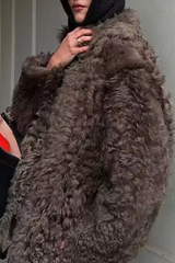 Casual Street Buttons Fluffy Turndown Collar Outerwear(3 Colors)