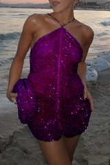 Sexy Party Beaded Halter Sleeveless Dresses(2 Colors)