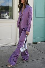 Casual Lace Up Turndown Collar Long Sleeve Two Pieces