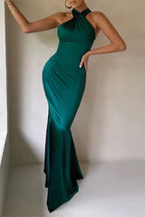 Elegant Backless Fishtail Halter Fishtail Dresses