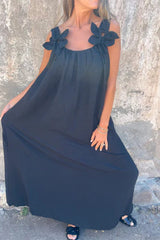 Casual Solid Color Flower Shape U Neck Sling Dresses