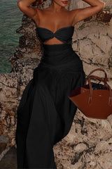Sexy Solid Color Hollow Out Strapless Strapless Dresses