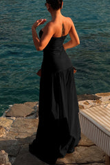 Sexy Solid Color Hollow Out Strapless Strapless Dresses