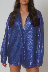 Casual Solid Sequins Shirt Dress Dresses(3 Colors)