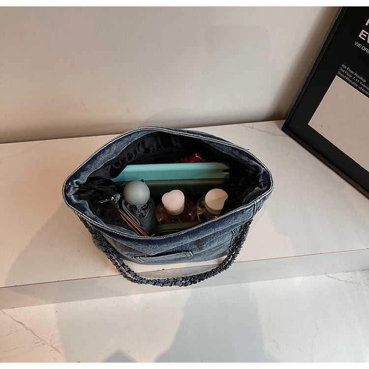 Large Capacity Commuter Denim Crossbody Bag
