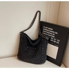 Large Capacity Commuter Denim Crossbody Bag