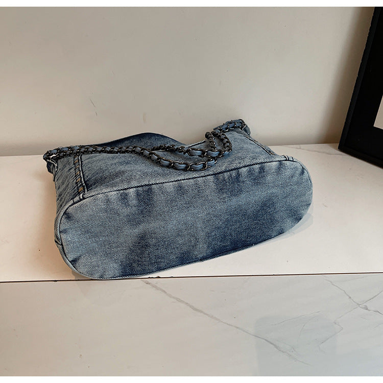 Large Capacity Commuter Denim Crossbody Bag