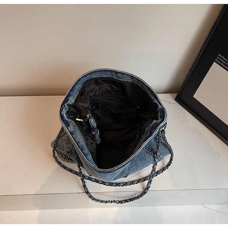 Large Capacity Commuter Denim Crossbody Bag