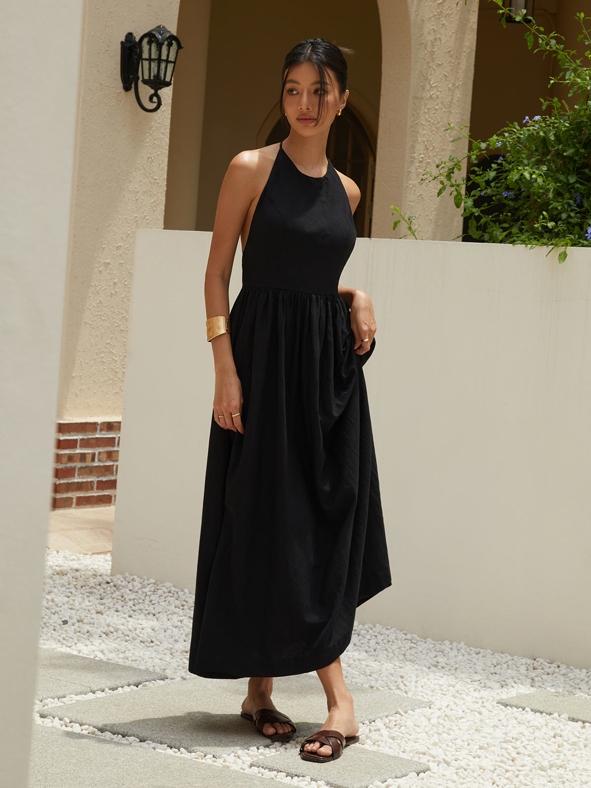 Solid Halter Long Dress Oasmu Solid Halter Long Dress Oasmu
