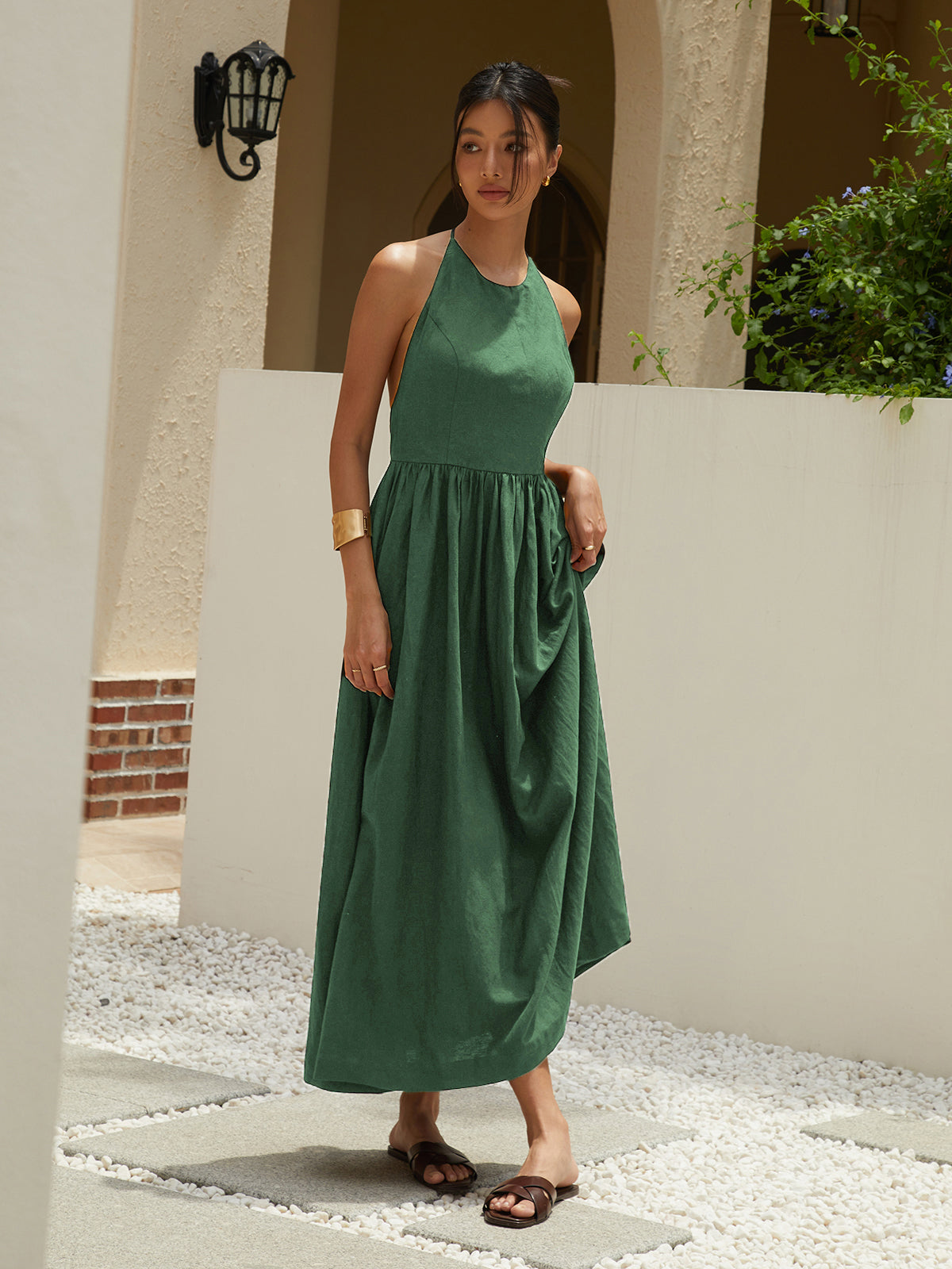 Solid Halter Long Dress Oasmu Solid Halter Long Dress Oasmu