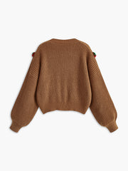Strawberry Embroiled Button Cardigan