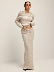 Off Shoulder Warm Sweater Co-ords