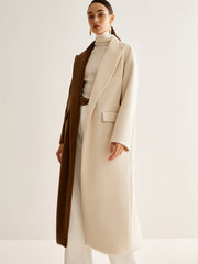 Two-Tone Slit Tweed Long Coat