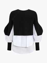 Two-Tone Panel Knit Top
