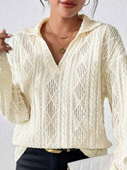 Hollow Crochet Polo Shirt