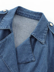 Minimalist Plain Belted Denim Jacket