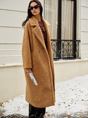 Lapel Minky Long Jacket