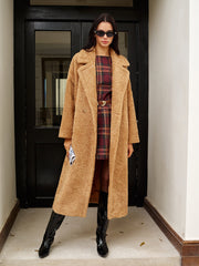 Lapel Minky Long Jacket