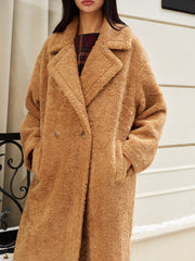 Lapel Minky Long Jacket