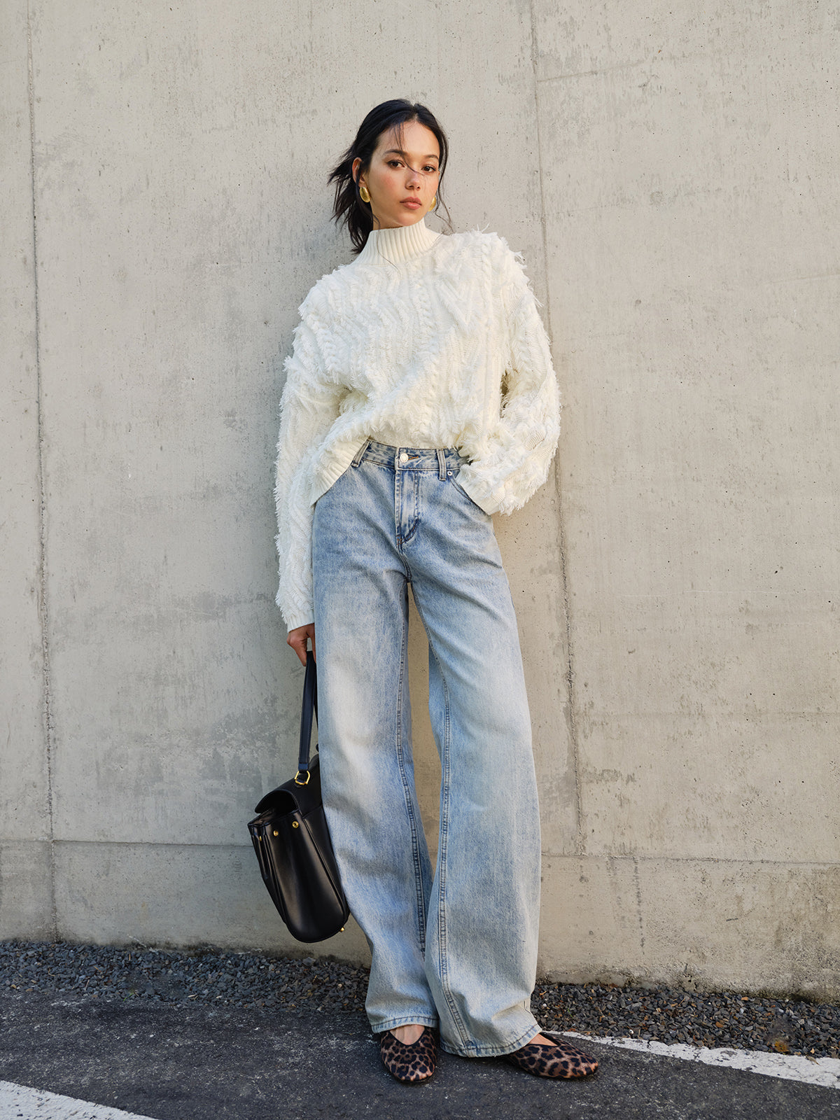 Raw Hem Turtleneck Sweater