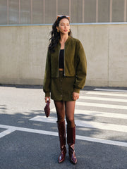 Suede Zipper Mini Skirt