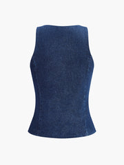 Button Down Denim Tank Top