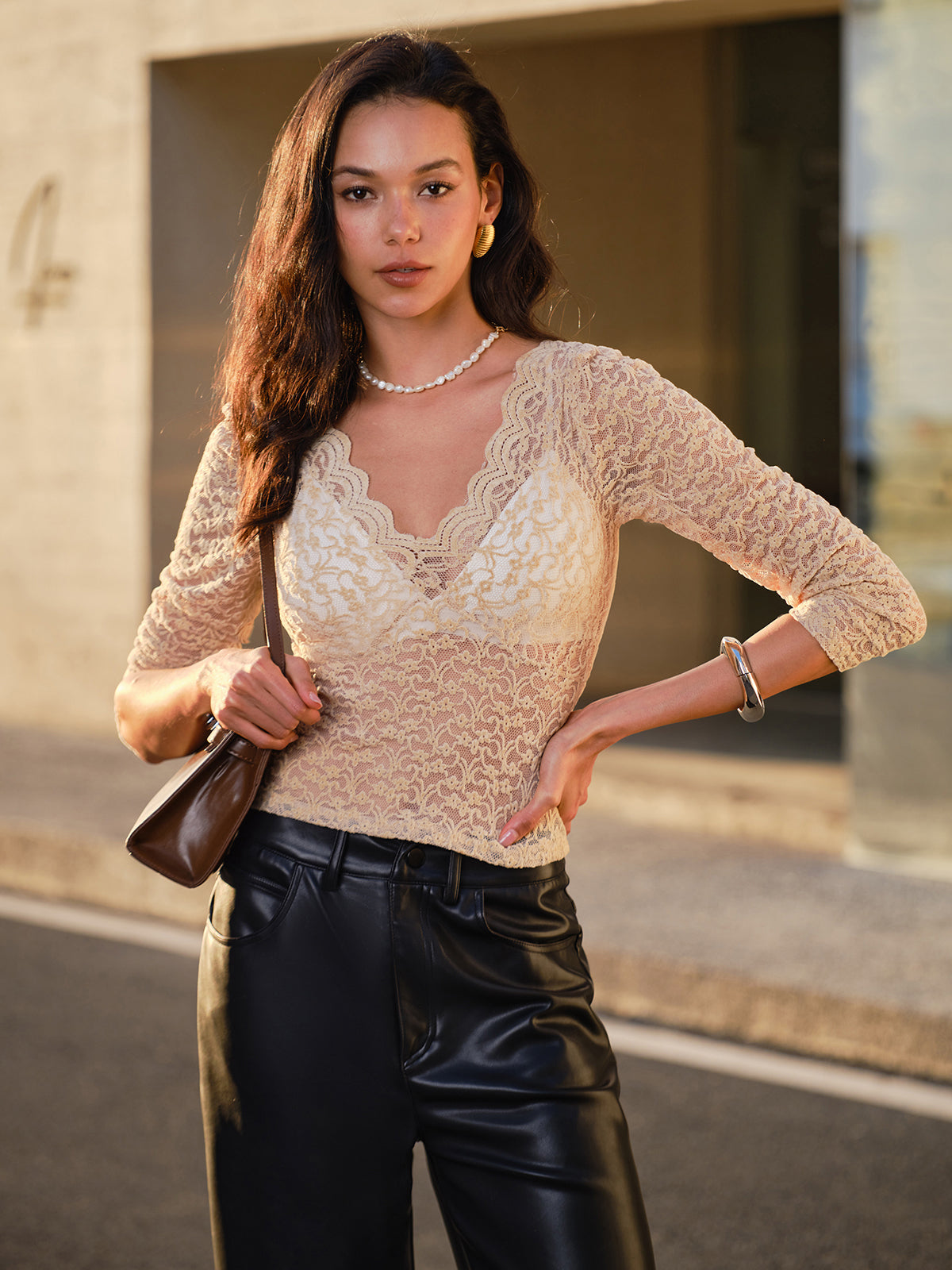 Lace Skinny Crop Blouse