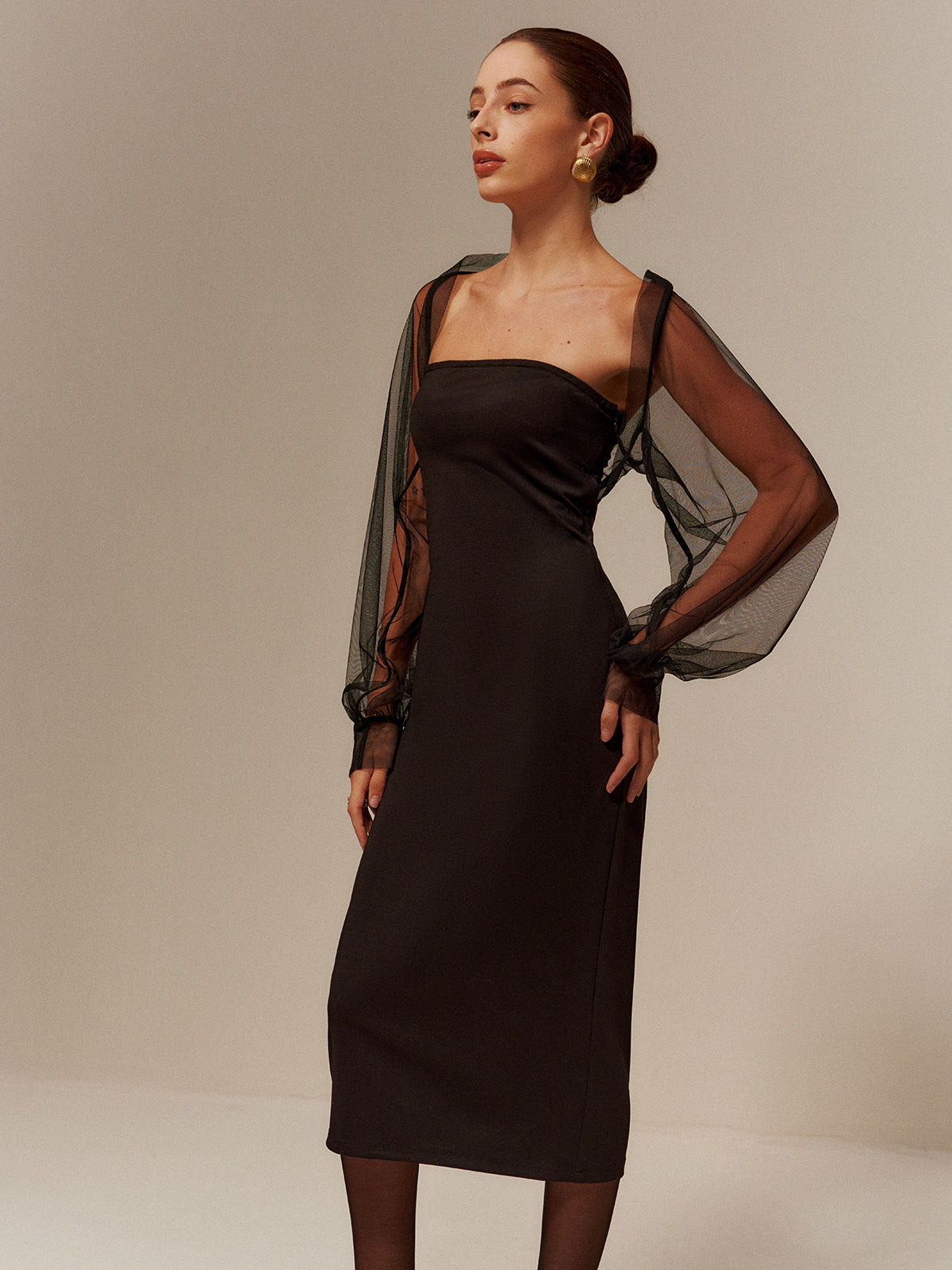 Two-Piece Sheer Shrug Jersey Tube Dress
