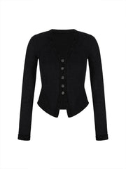 V-Neck Button Petite Blouse
