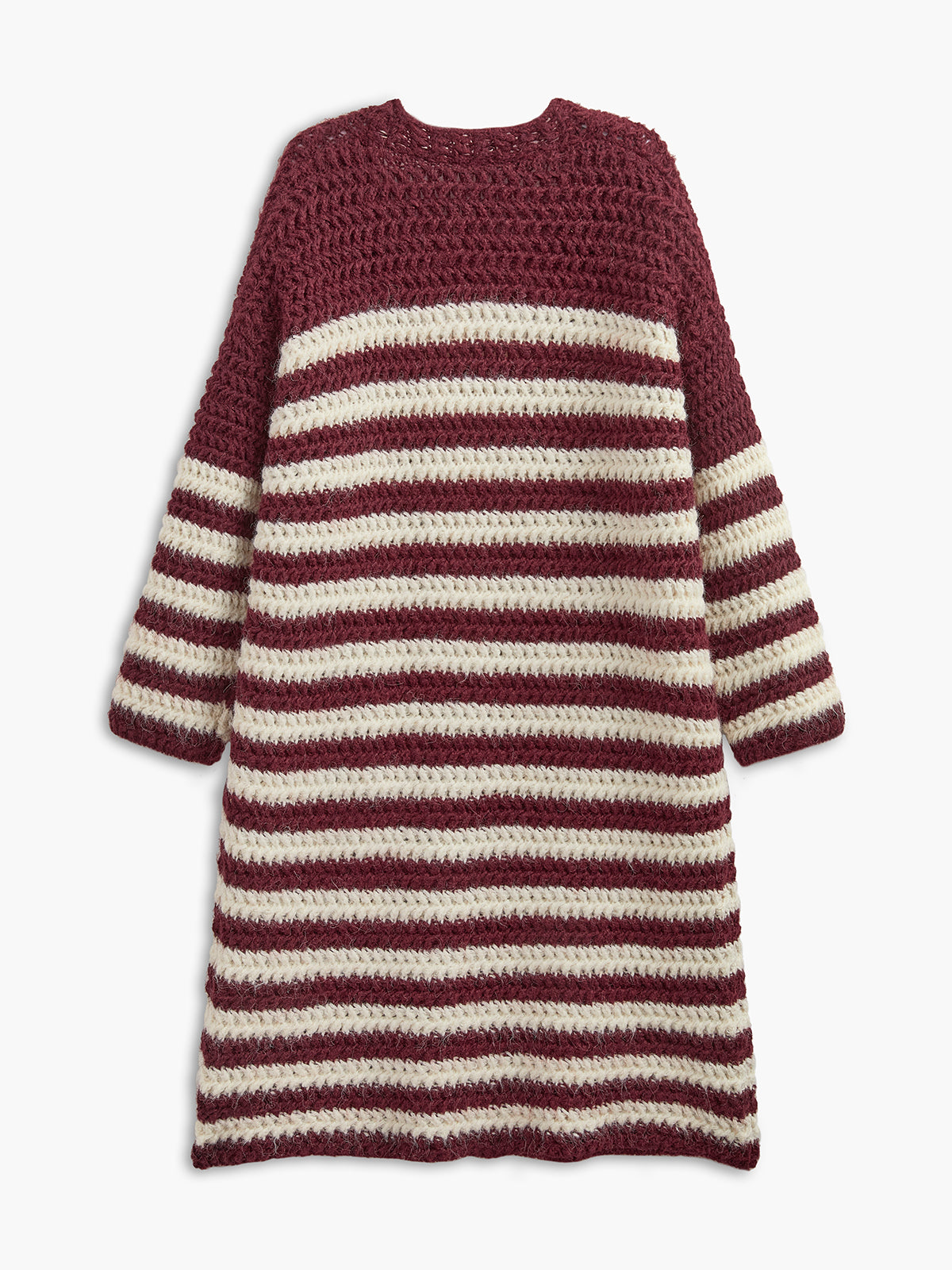Two-Tone Striped Pockets Long Cardigan