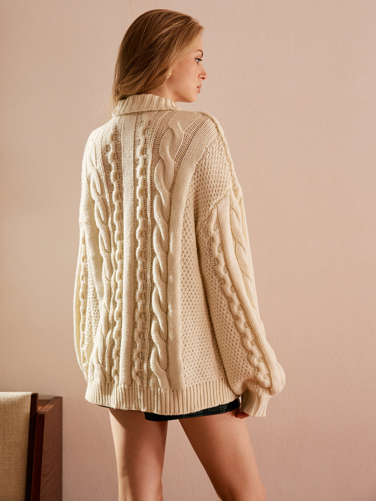 Turtleneck Twist Shift Sweater