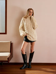 Turtleneck Twist Shift Sweater