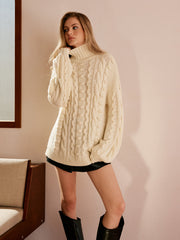 Turtleneck Twist Shift Sweater