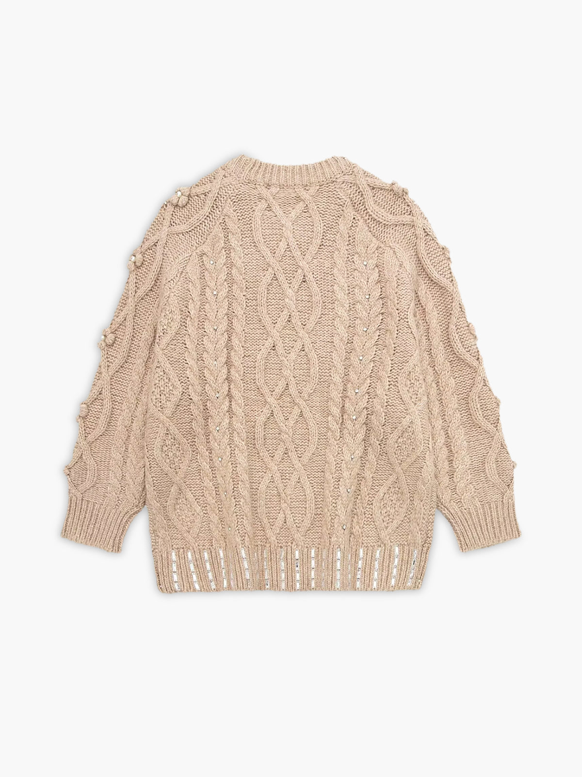 Rhinestone Pullover Twist Sweater
