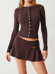 Crew Neck Breasted Cardigan