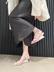 Hollow Breathable Wedge Heel Thin Cross Roman Sandals