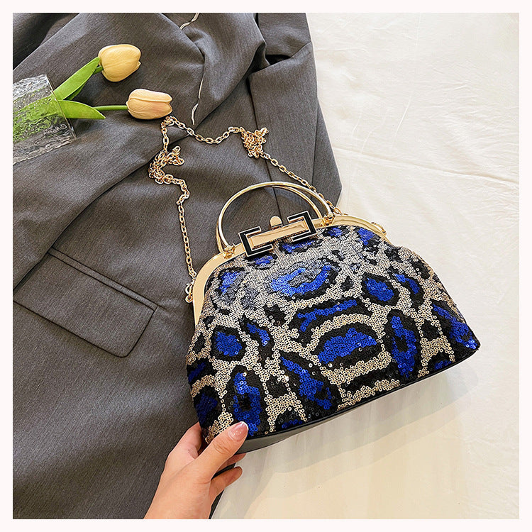 Sequined Leopard Print Evening Bag Party Clutch