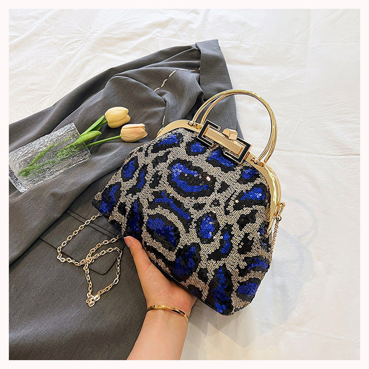 Sequined Leopard Print Evening Bag Party Clutch