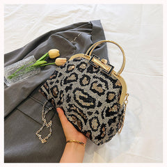 Sequined Leopard Print Evening Bag Party Clutch
