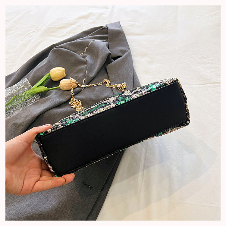 Sequined Leopard Print Evening Bag Party Clutch