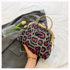 Sequined Leopard Print Evening Bag Party Clutch